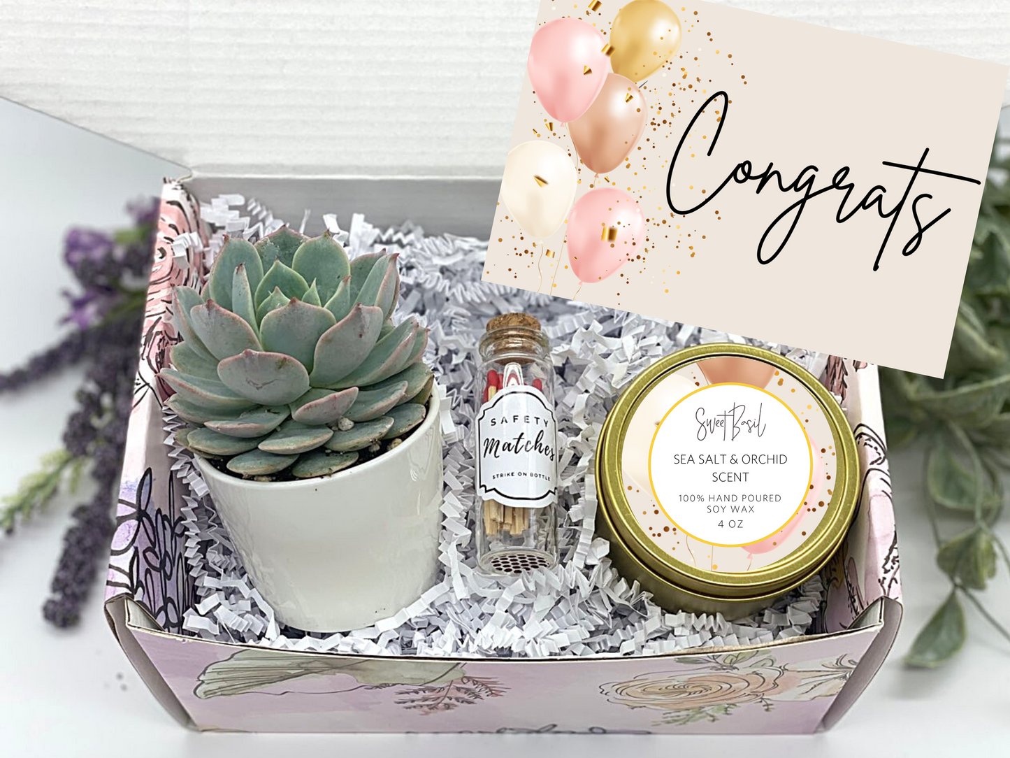 Pink and Gold Balloons Congrats Gift Box