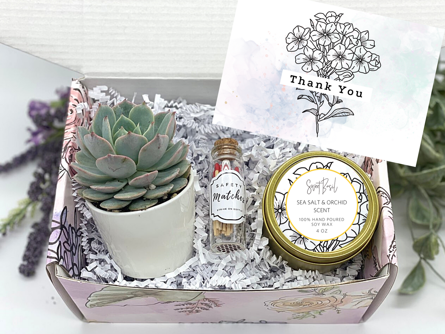 Purple Watercolor Thank You Gift Box