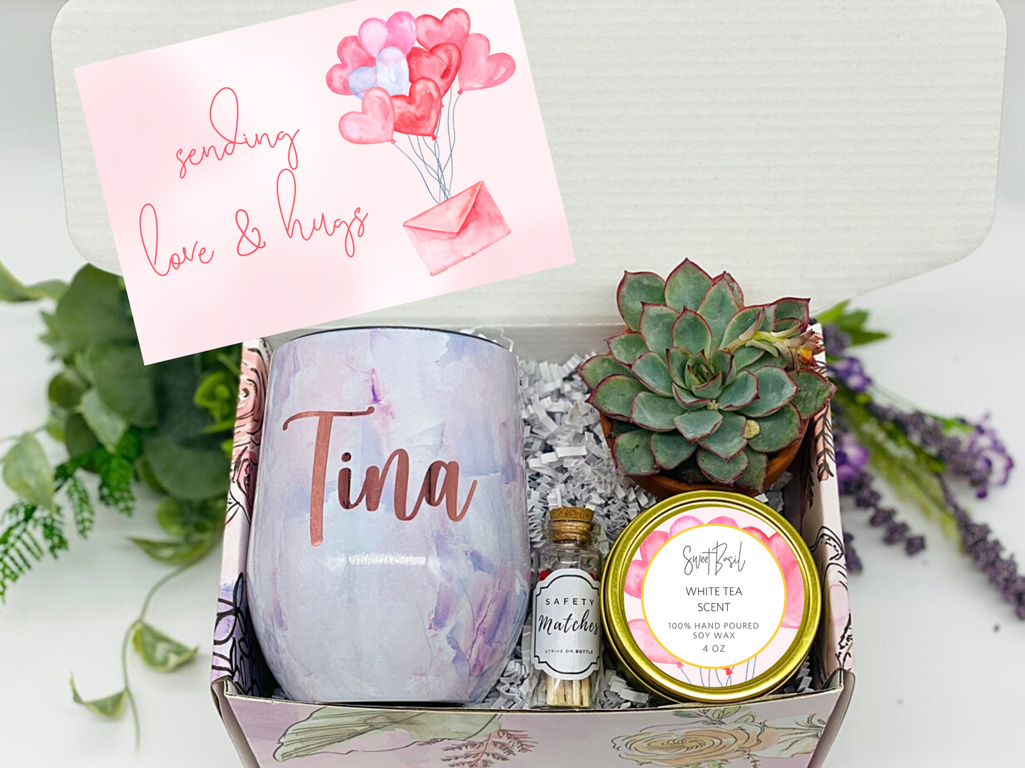 Sending Love and Hugs Personalized Wine Tumbler