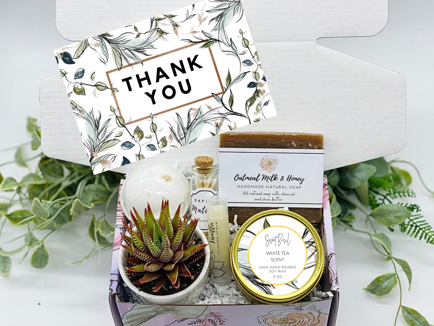 Gold Greenery Thank You Gift Box