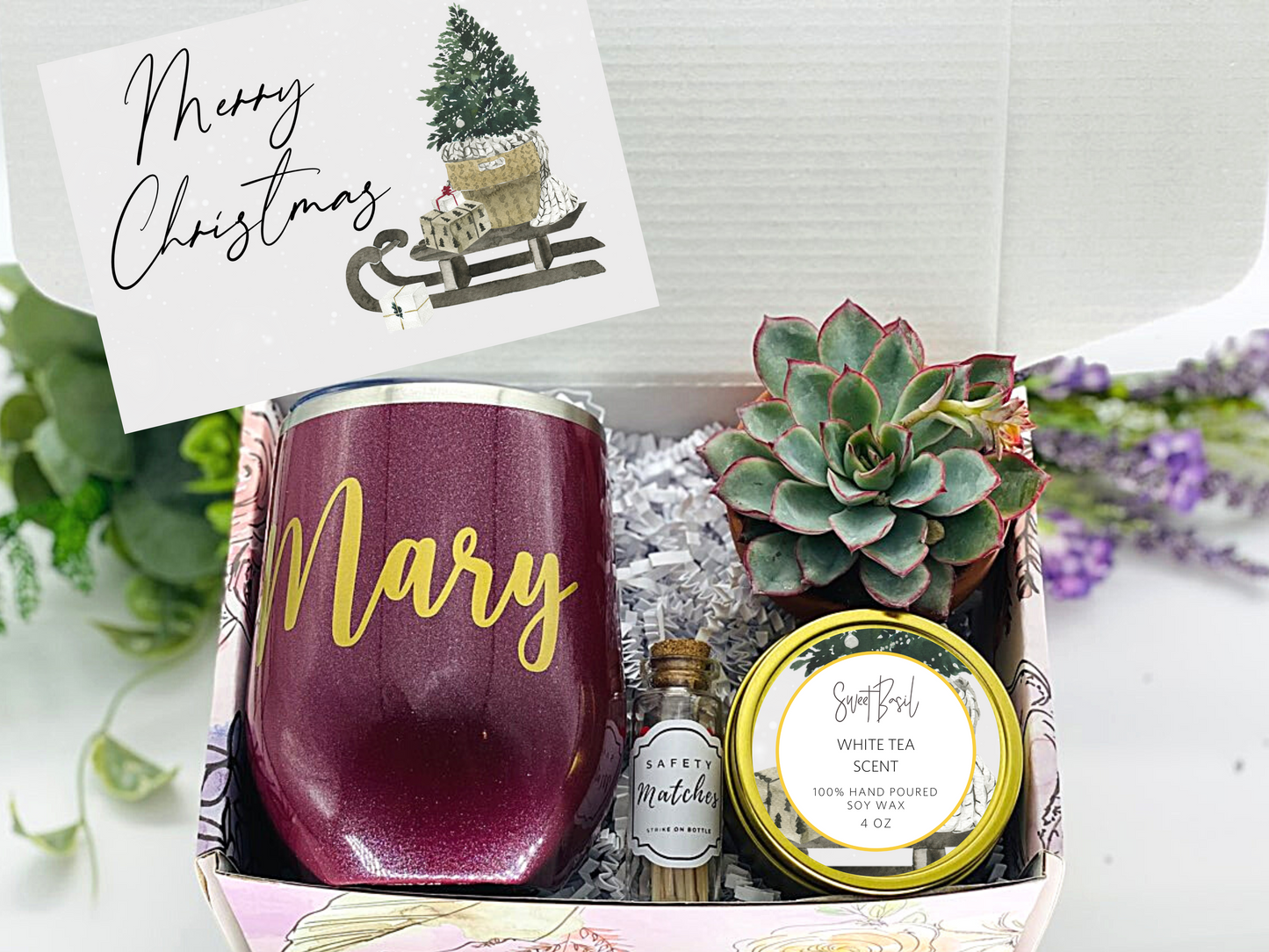 Modern Merry Christmas Personalized Wine Tumbler