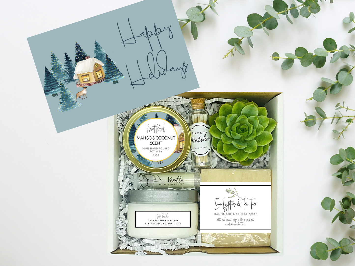 Blue Happy Holidays Spa Gift Box