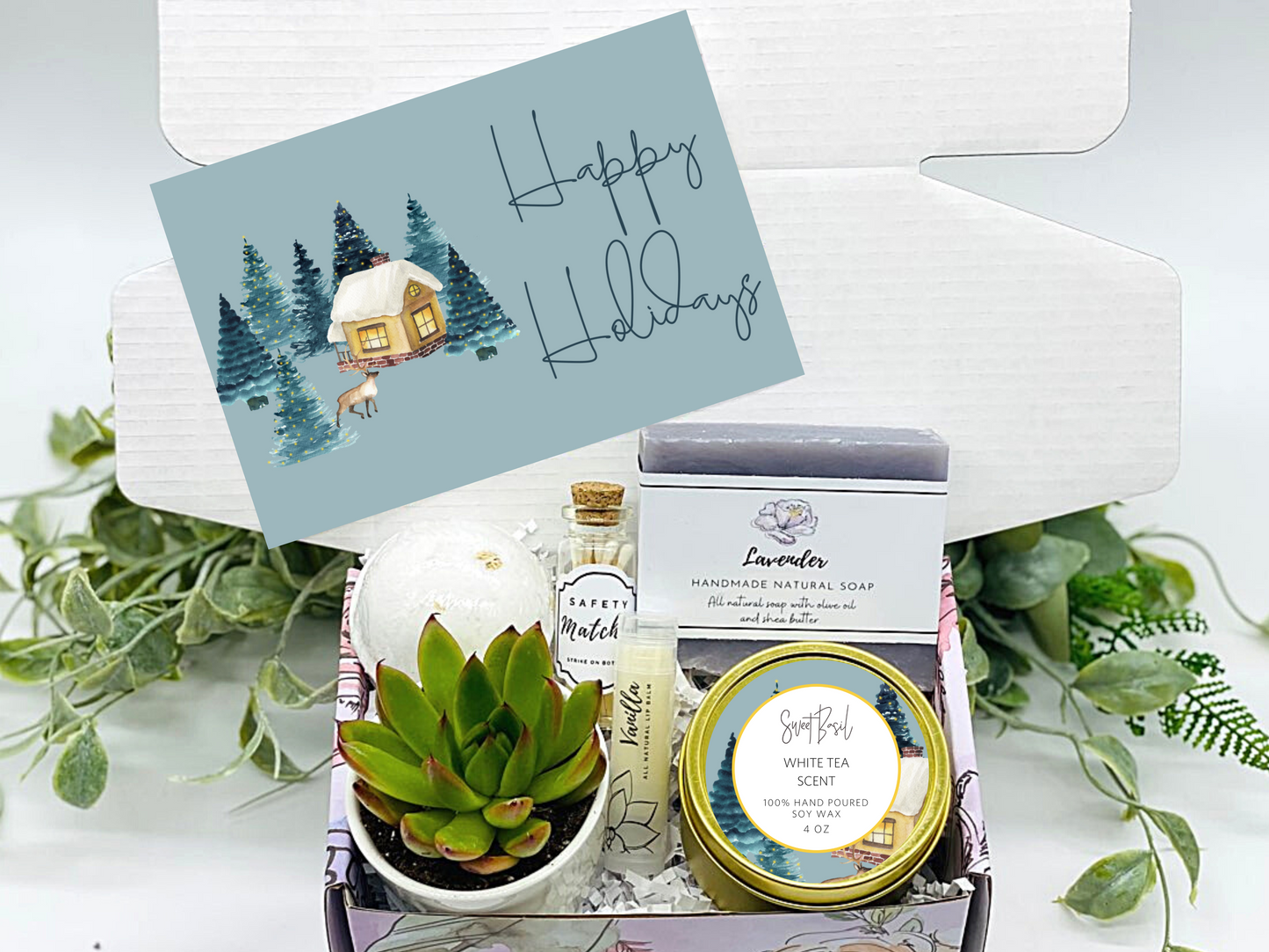 Blue Happy Holidays Gift Box