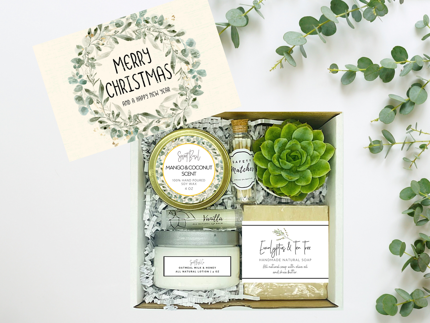 Gold Speckled Christmas Wreath Spa Gift Box
