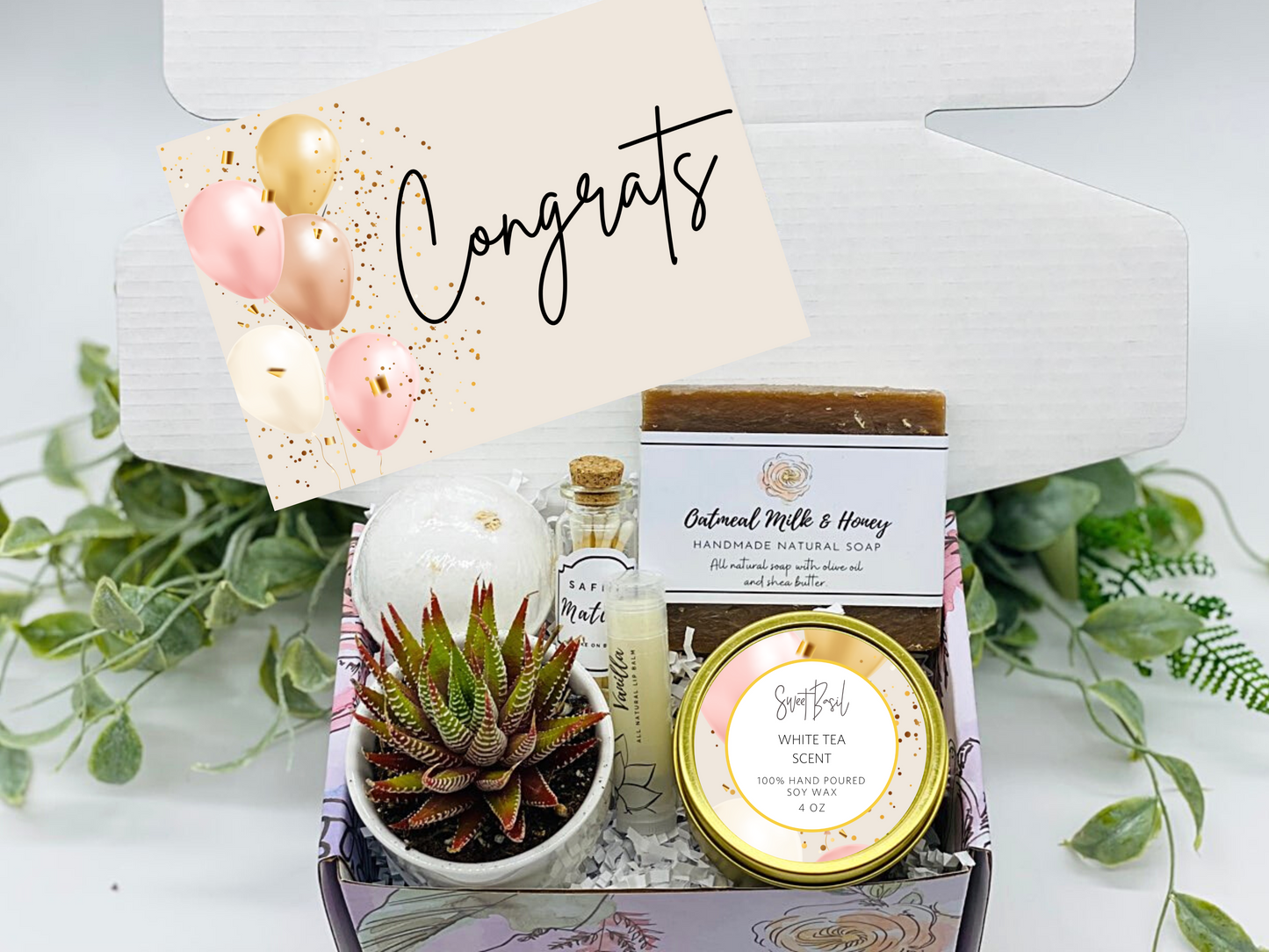 Pink and Gold Balloons Congrats Gift Box