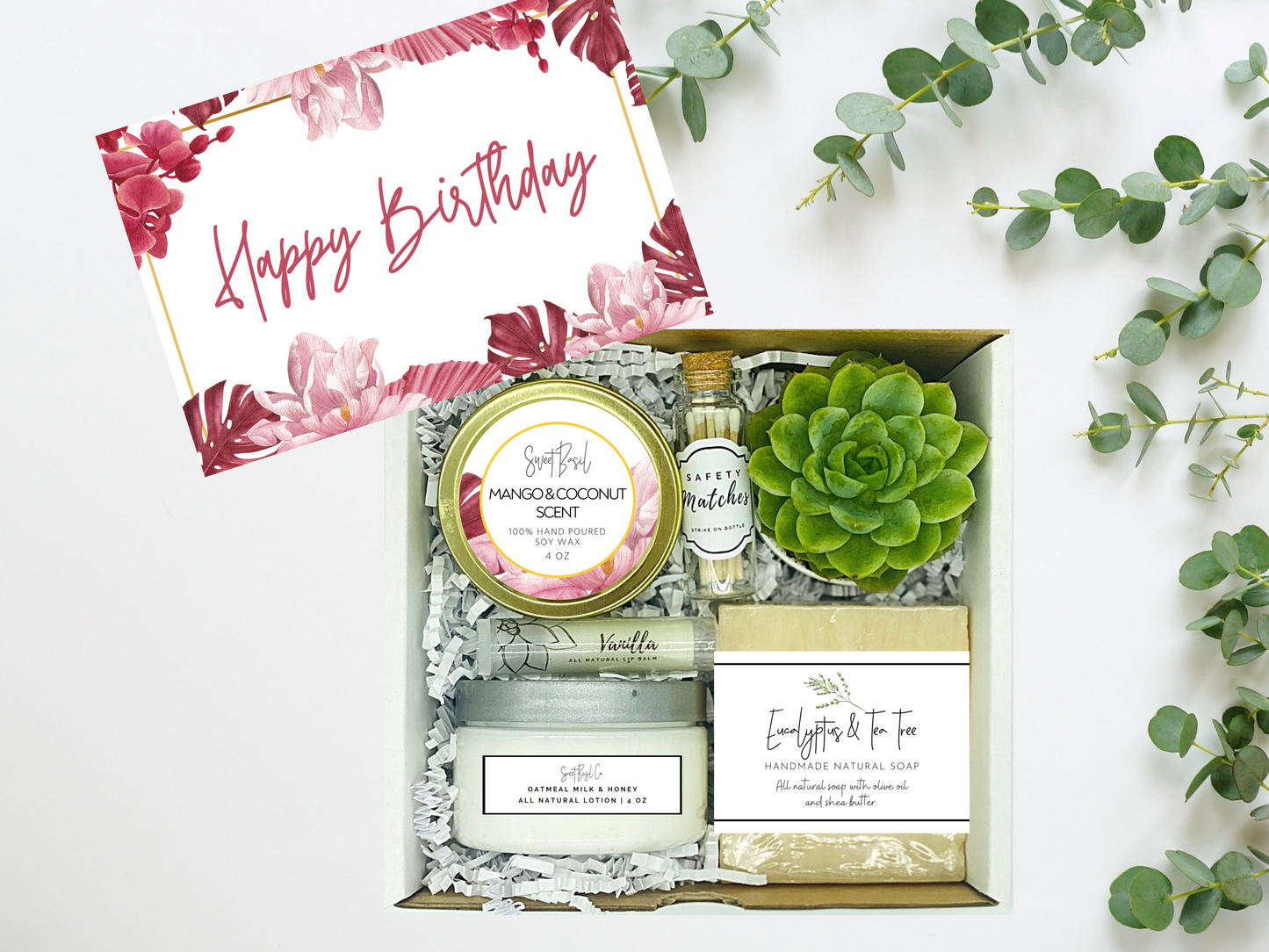 Pink Tropical Happy Birthday Succulent Spa Box