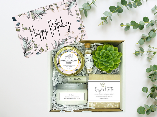 Lined Greenery Happy Birthday Succulent Spa Box