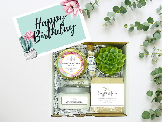 Pink Succulent Flower Happy Birthday Spa Box