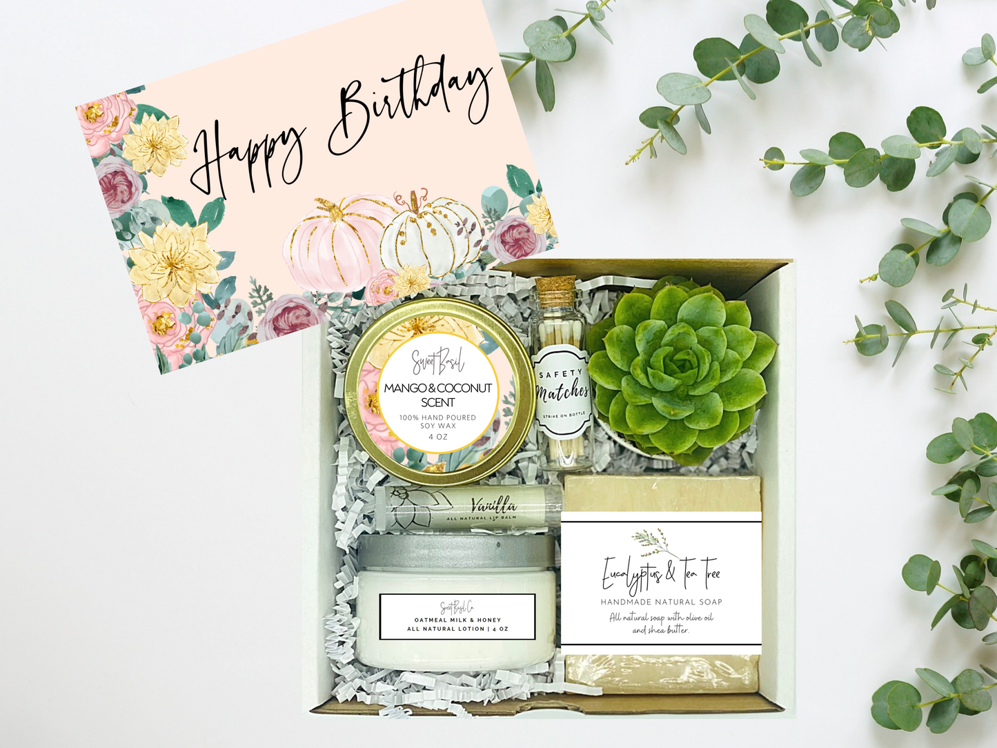 Pink Fall Happy Birthday Succulent Spa Box