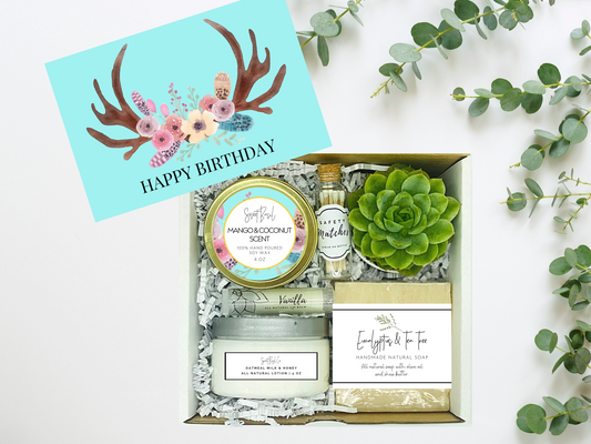 Happy Birthday Antlers Succulent Spa Box