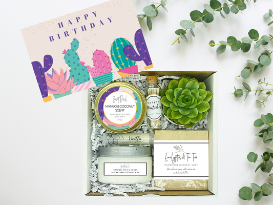 Retro Cacti Happy Birthday Succulent Spa Box