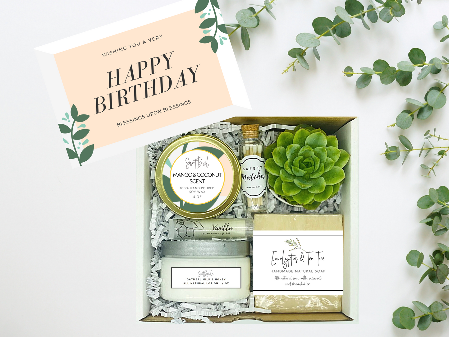 Greenery Happy Birthday Wishes Succulent Spa Box