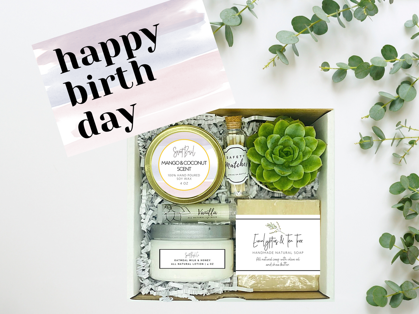 Purple Ombre Happy Birthday Succulent Spa Box