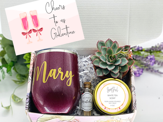 Cheers to Us Galentine Personalized Wine Tumbler