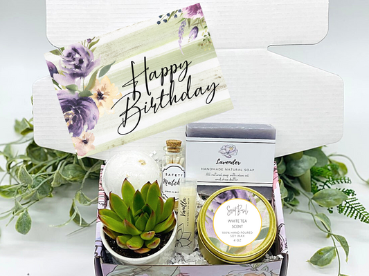 Purple Floral Happy Birthday Box