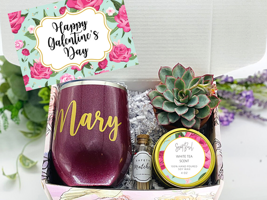 Pink Roses Galentine's Personalized Wine Tumbler