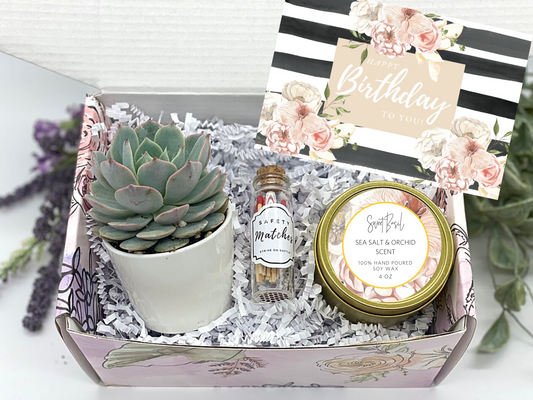 Cream and White Floral Birthday Gift Box