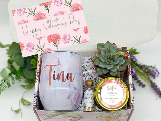 Floral Valentine's Personalized Wine Tumbler