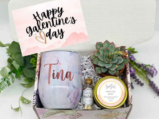 Pink Ombre Galentine's Personalized Wine Tumbler