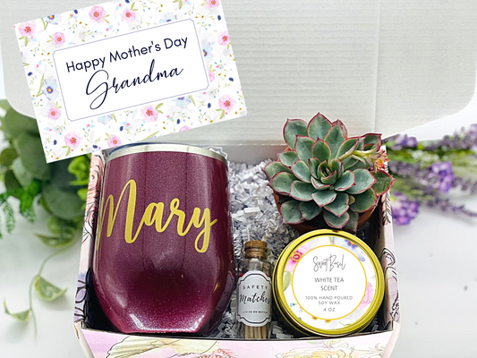 Floral Grandma Mother's Day Personalized Wine Tumbler