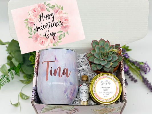 Galentine's Floral Wreath Personalized Wine Tumbler