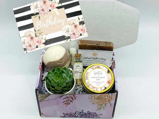 Cream Blossom Floral Happy Birthday Box