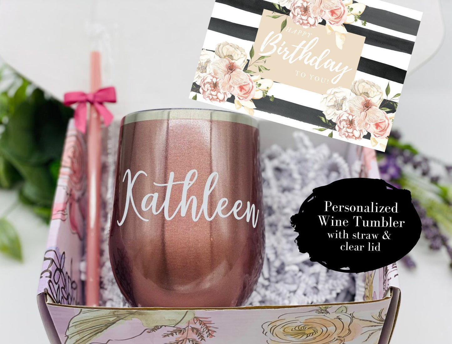 Wine Tumbler | Birthday Gift Box | Gift for Mom | Travel Coffee Cups | Teacher Coffee Tumbler | Mom Birthday Gift